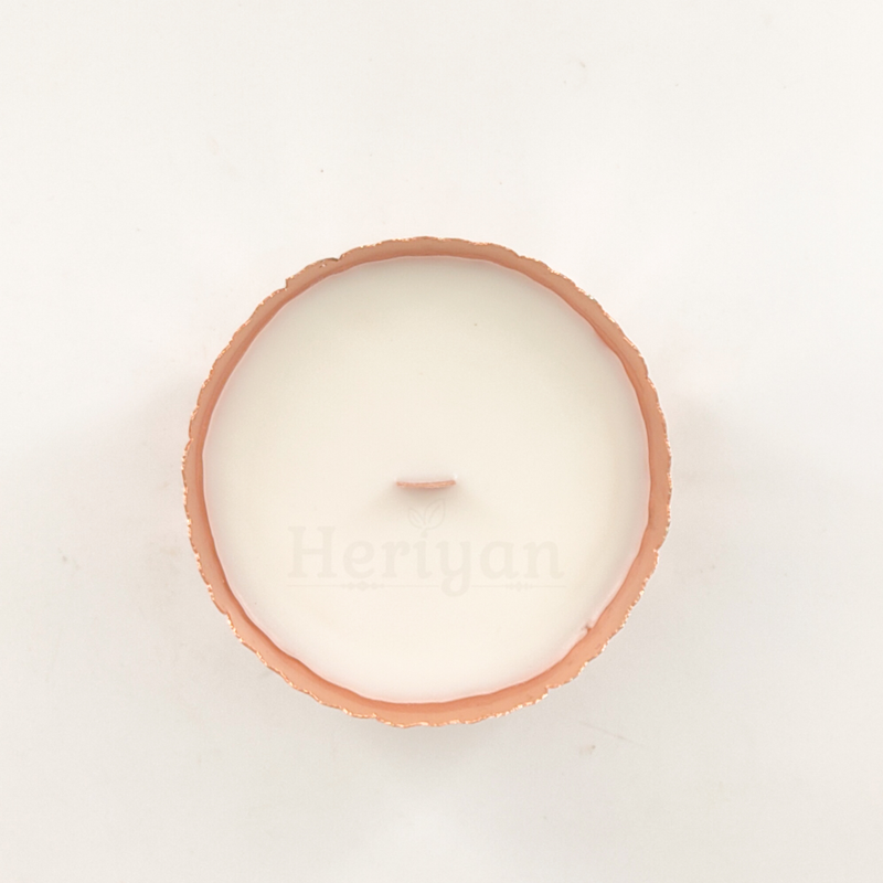 Heriyan Scented Candle in Metal Jar Candles (Half Cut Rose Gold Bowl )